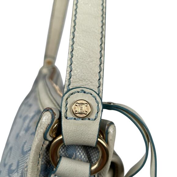 Vintage CELINE Macadam Blue White Monogram Shoulder Bag - Picture 15 of 16